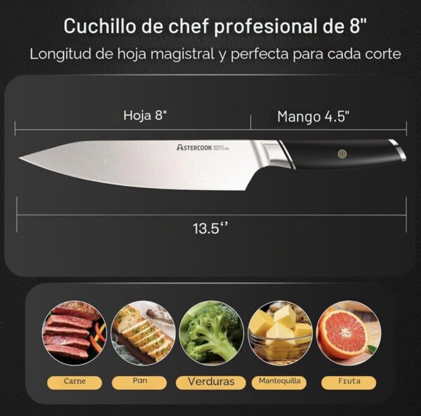 Cuchillo Profesional Chef No 8